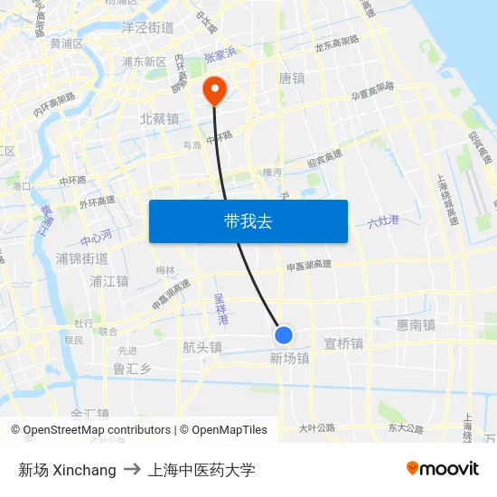 新场 Xinchang to 上海中医药大学 map