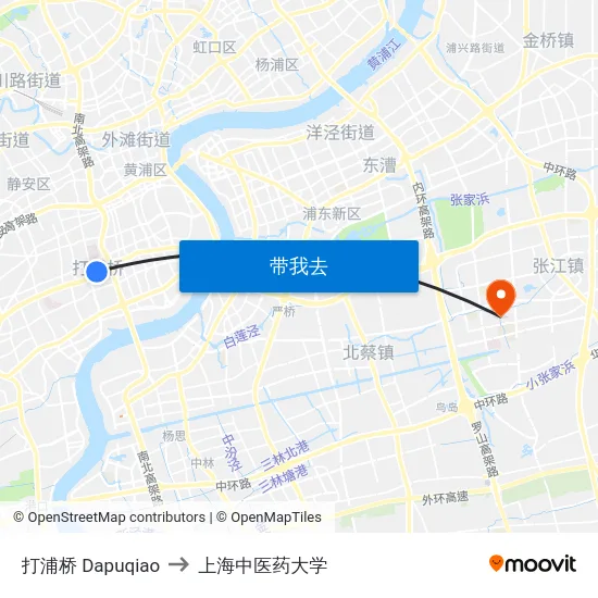 打浦桥 Dapuqiao to 上海中医药大学 map