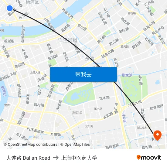 大连路 Dalian Road to 上海中医药大学 map