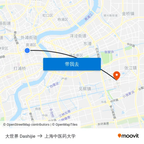 大世界 Dashijie to 上海中医药大学 map