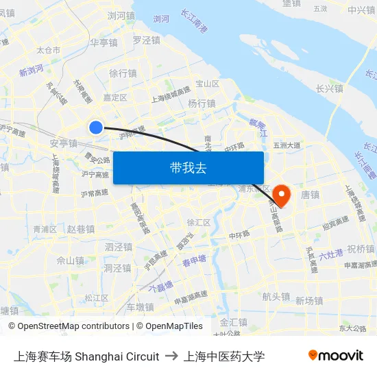 上海赛车场 Shanghai Circuit to 上海中医药大学 map
