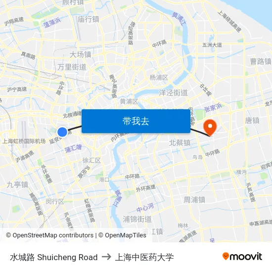 水城路 Shuicheng Road to 上海中医药大学 map