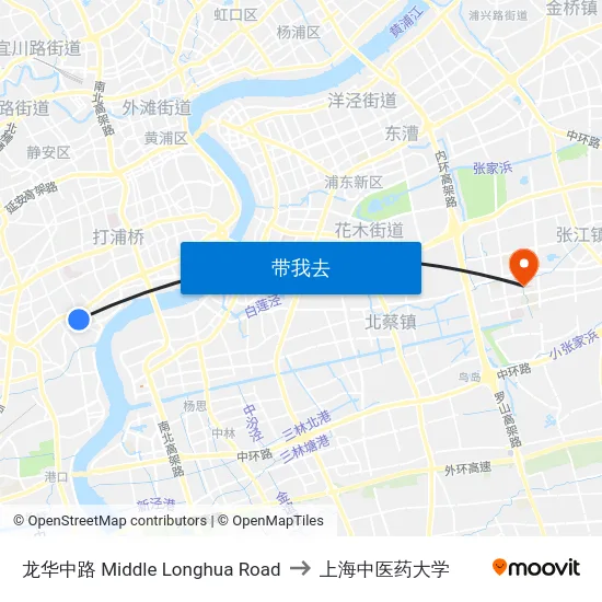 龙华中路 Middle Longhua Road to 上海中医药大学 map