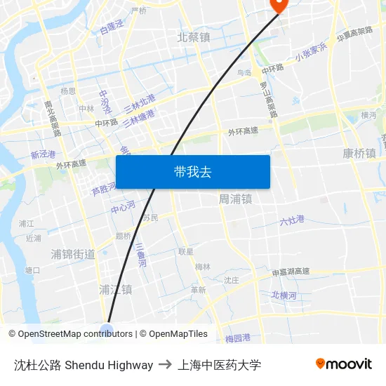 沈杜公路 Shendu Highway to 上海中医药大学 map