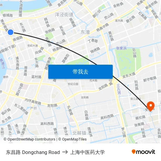 东昌路 Dongchang Road to 上海中医药大学 map