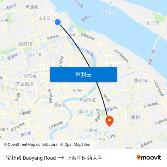 宝杨路 Baoyang Road to 上海中医药大学 map