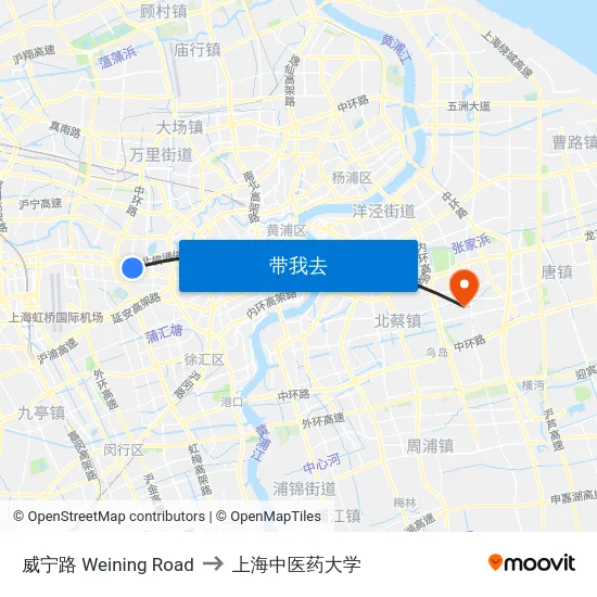 威宁路 Weining Road to 上海中医药大学 map