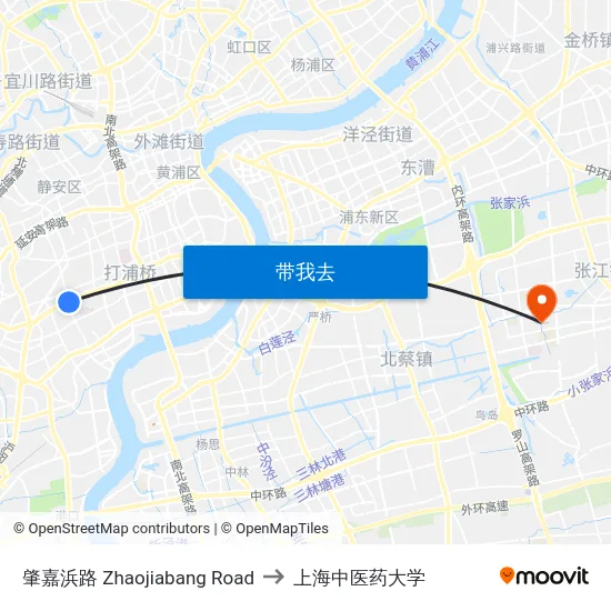 肇嘉浜路 Zhaojiabang Road to 上海中医药大学 map