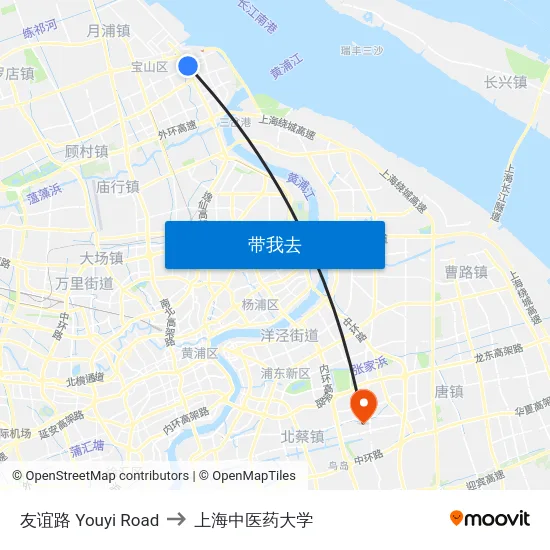 友谊路 Youyi Road to 上海中医药大学 map