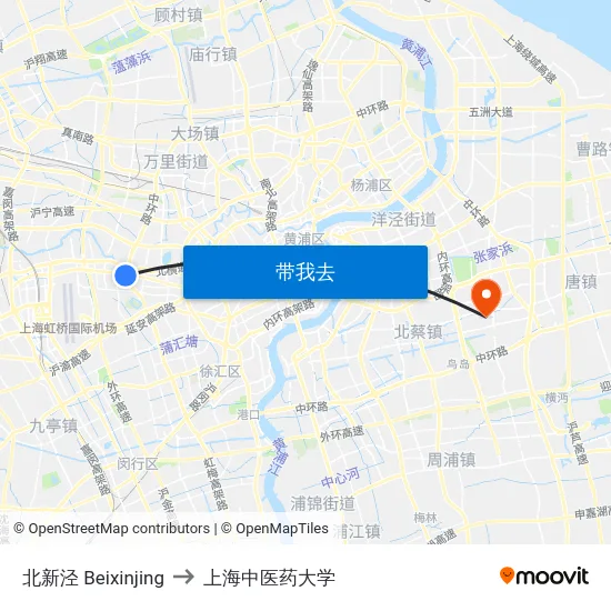 北新泾 Beixinjing to 上海中医药大学 map