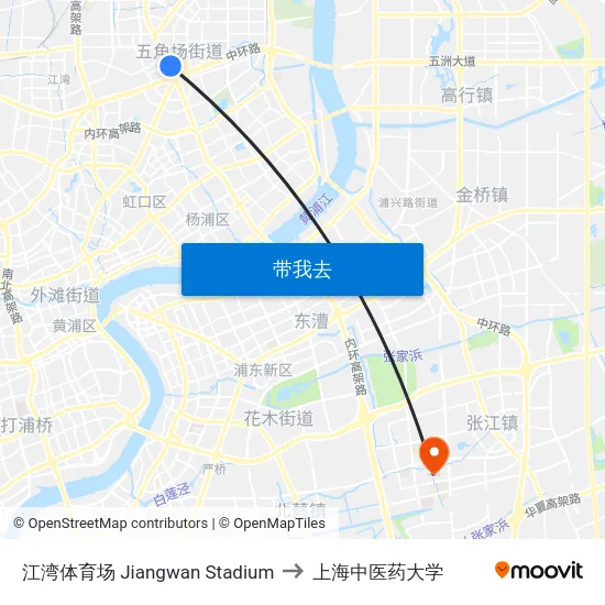 江湾体育场 Jiangwan Stadium to 上海中医药大学 map