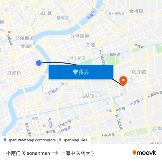 小南门 Xiaonanmen to 上海中医药大学 map