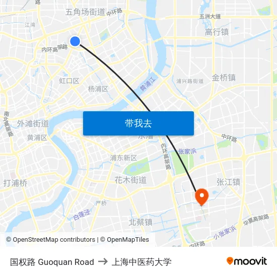 国权路 Guoquan Road to 上海中医药大学 map