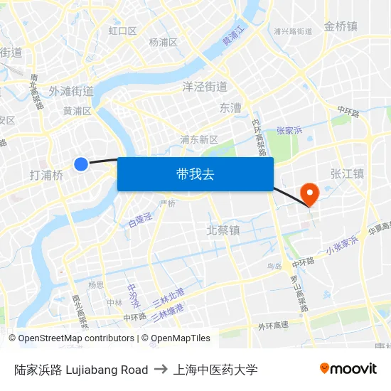陆家浜路 Lujiabang Road to 上海中医药大学 map