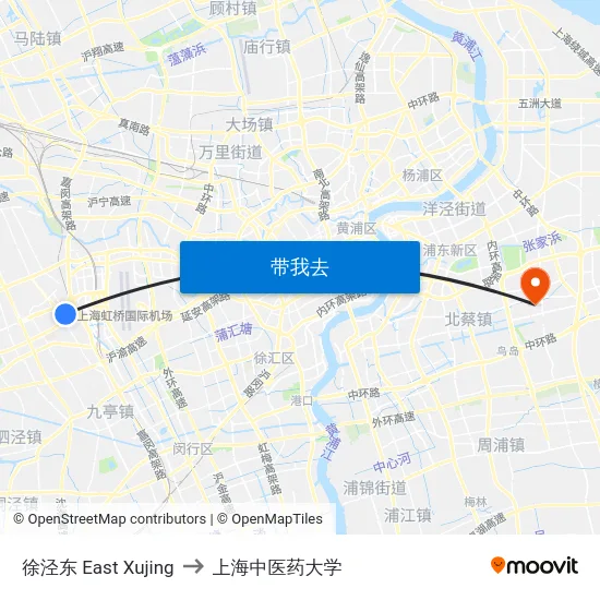 徐泾东 East Xujing to 上海中医药大学 map