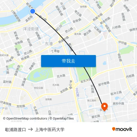 歇浦路渡口 to 上海中医药大学 map