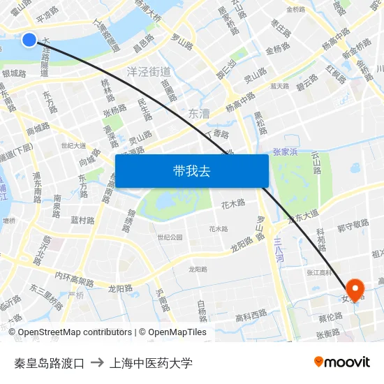 秦皇岛路渡口 to 上海中医药大学 map