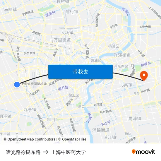 诸光路徐民东路 to 上海中医药大学 map