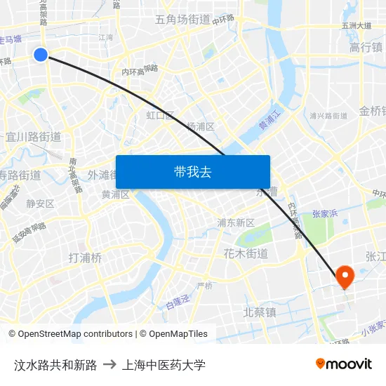 汶水路共和新路 to 上海中医药大学 map