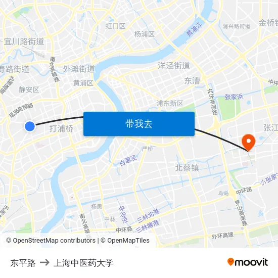 东平路 to 上海中医药大学 map