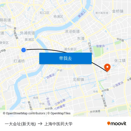 一大会址(新天地) to 上海中医药大学 map