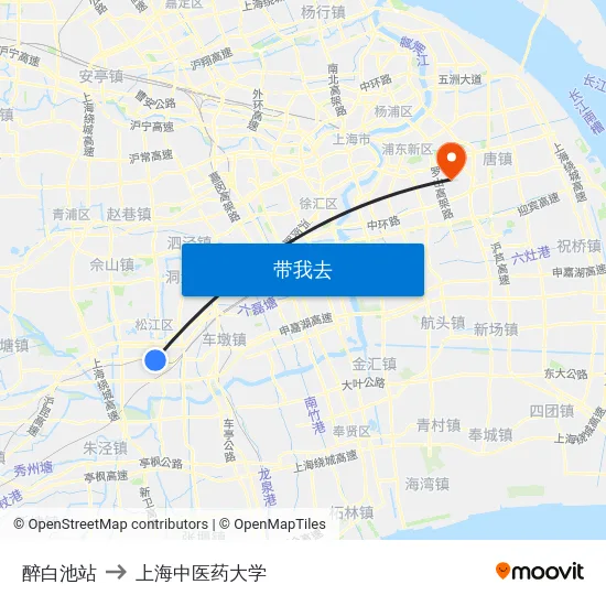 醉白池站 to 上海中医药大学 map
