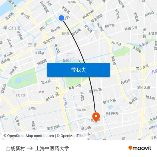 金杨新村 to 上海中医药大学 map