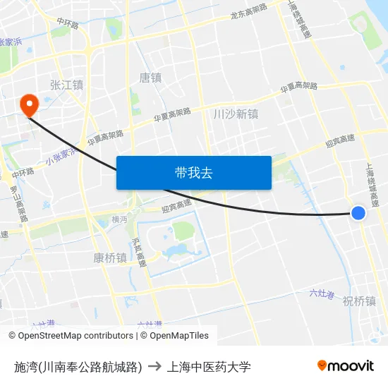 施湾(川南奉公路航城路) to 上海中医药大学 map