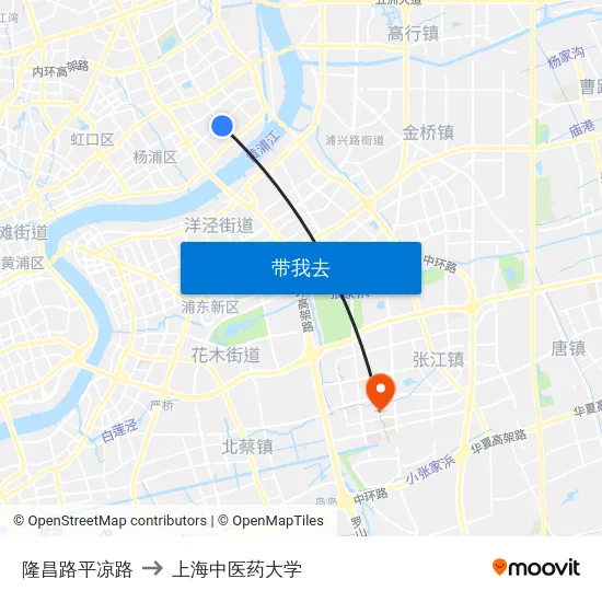 隆昌路平凉路 to 上海中医药大学 map