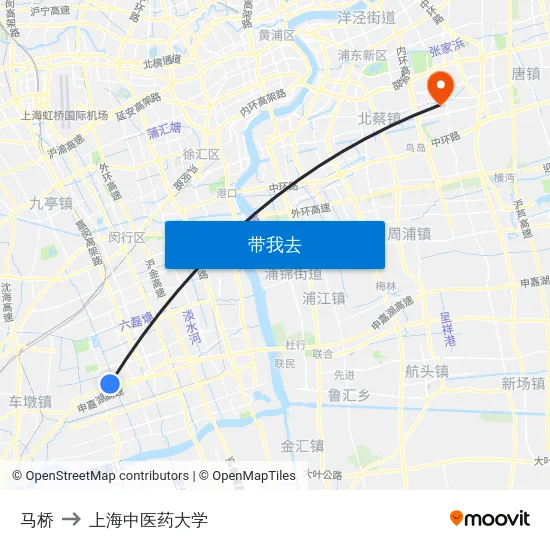 马桥 to 上海中医药大学 map