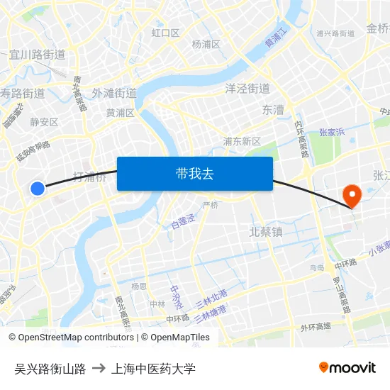 吴兴路衡山路 to 上海中医药大学 map