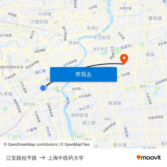 江安路桂平路 to 上海中医药大学 map