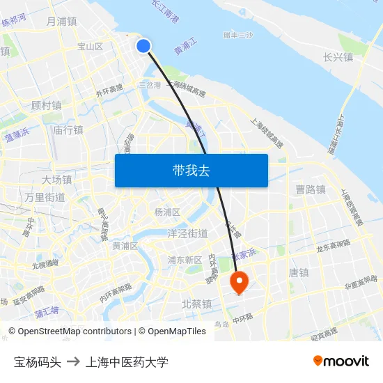 宝杨码头 to 上海中医药大学 map
