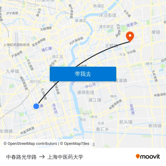 中春路光华路 to 上海中医药大学 map