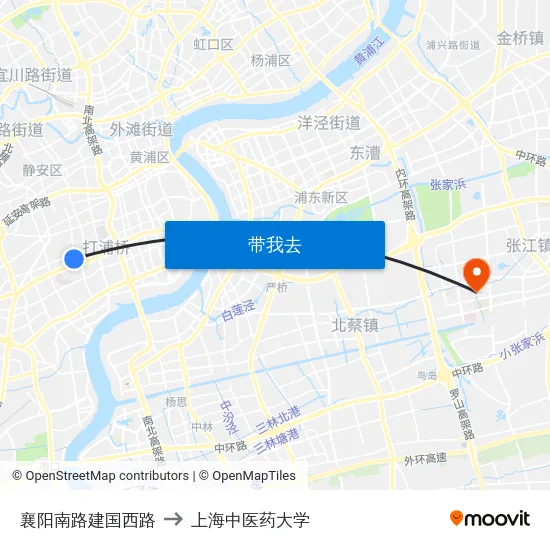 襄阳南路建国西路 to 上海中医药大学 map