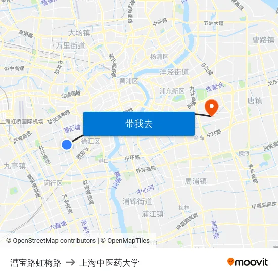 漕宝路虹梅路 to 上海中医药大学 map