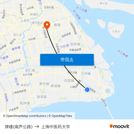 牌楼(南芦公路) to 上海中医药大学 map