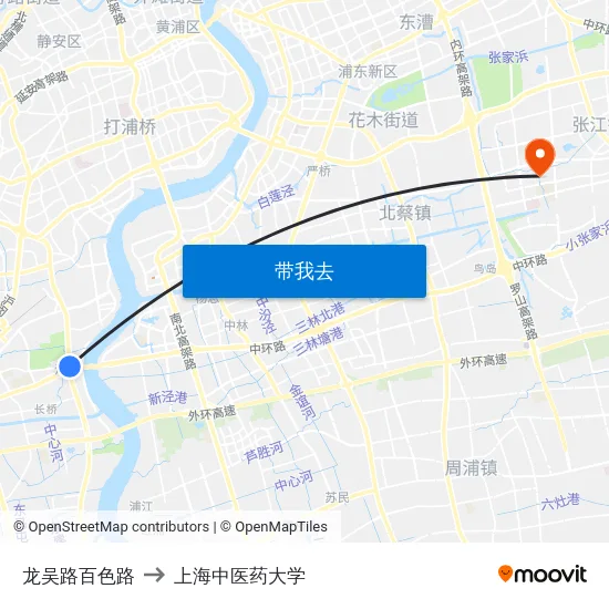 龙吴路百色路 to 上海中医药大学 map