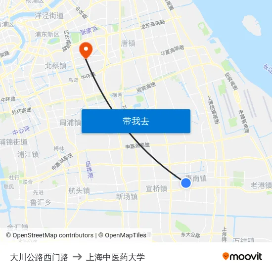 大川公路西门路 to 上海中医药大学 map