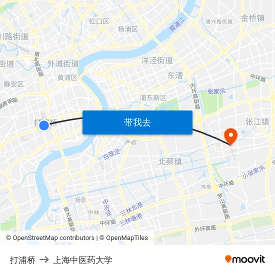 打浦桥 to 上海中医药大学 map