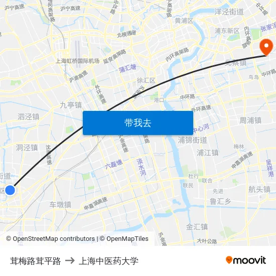 茸梅路茸平路 to 上海中医药大学 map