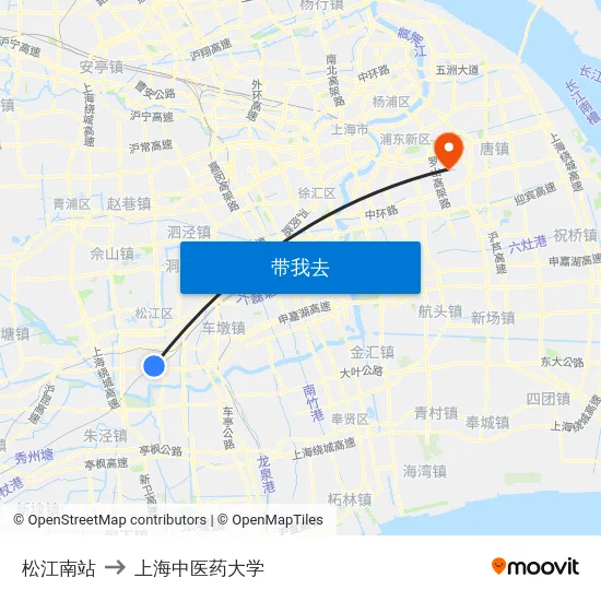 松江南站 to 上海中医药大学 map