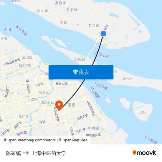 陈家镇 to 上海中医药大学 map