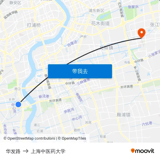 华发路 to 上海中医药大学 map