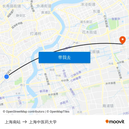 上海南站 to 上海中医药大学 map
