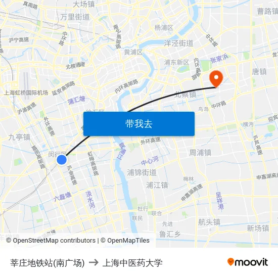 莘庄地铁站(南广场) to 上海中医药大学 map