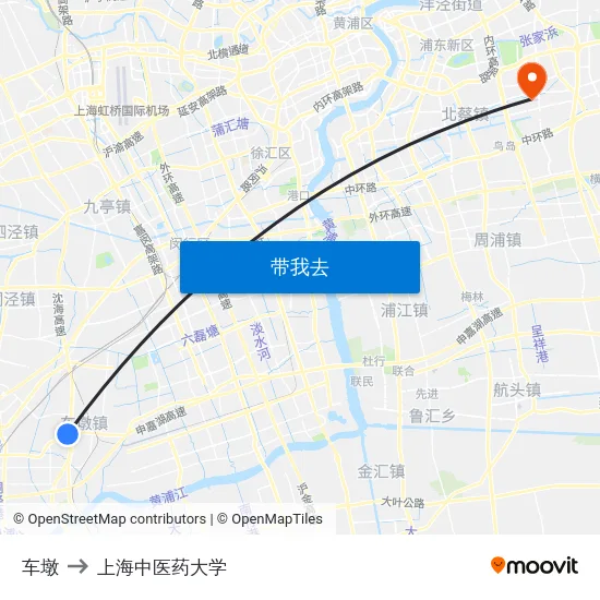 车墩 to 上海中医药大学 map
