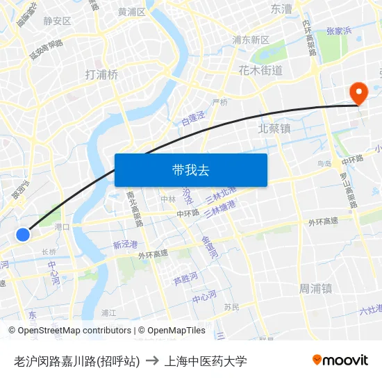 老沪闵路嘉川路(招呼站) to 上海中医药大学 map