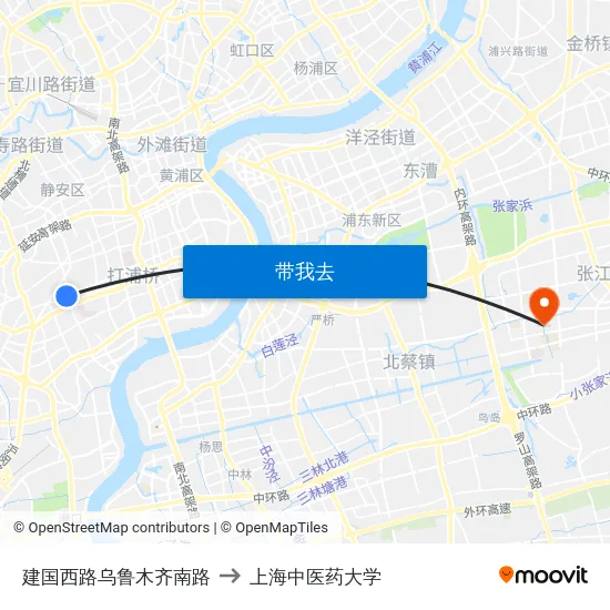 建国西路乌鲁木齐南路 to 上海中医药大学 map