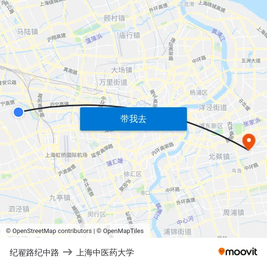 纪翟路纪中路 to 上海中医药大学 map